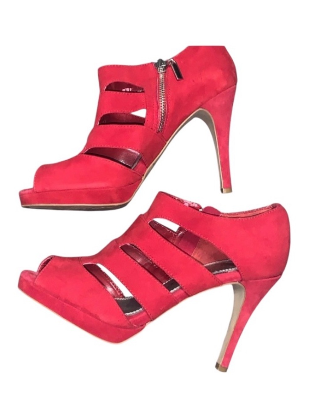 White House Black Market Zip Up Red Caged Heels